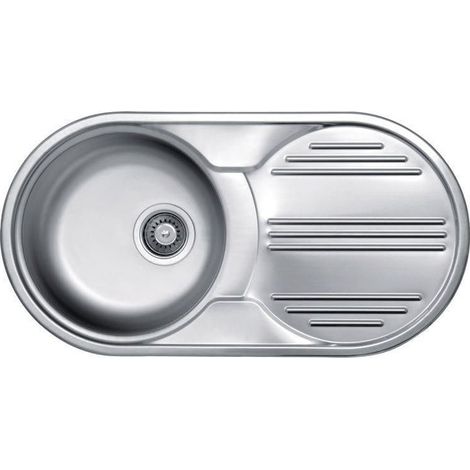 Elleci Special Round 830 LIX830SACRD - Lavello da incasso 1 vasca + gocciolatoio, Acciaio inox satinato, 83x43,5 cm, da incasso, Inox satinato (1/3)
