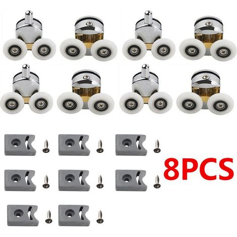Roulettes de porte de douche de 23 mm, roulettes pour porte coulissante, pièces détachées pour porte en verre, jeu de 8 roulettes pour cabine de douche, pièces détachées pour porte de douche