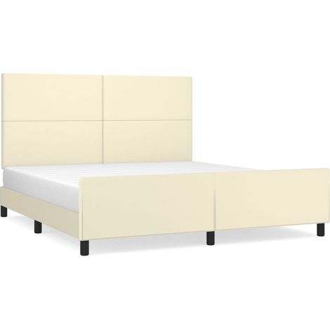 Maison Exclusive - Cadre de lit avec tête de lit Crème 180x200 cm Similicuir