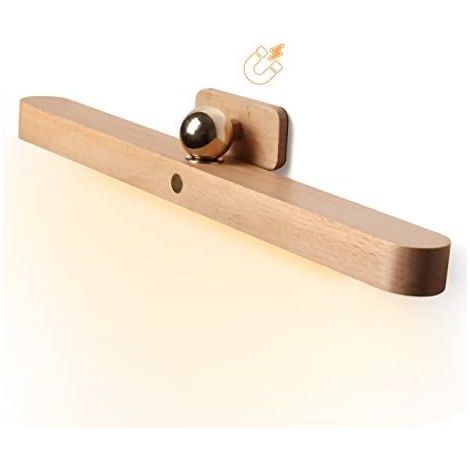 Lampe miroir salle de bain à LED, applique murale en bois de 30 cm avec design magnétique, lampe de miroir dimmable 4000K, lampe de maquillage rechargeable avec interrupteur tactile (1/5)