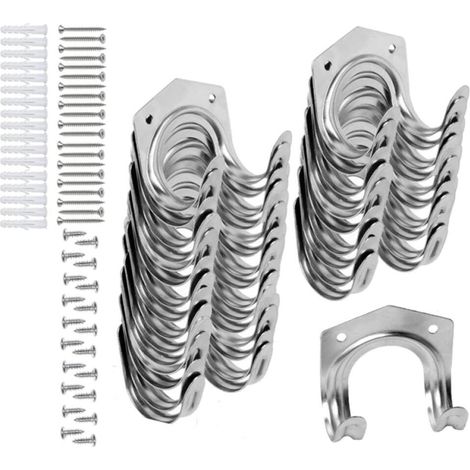 20 Pièces Crochets de Suspension D'outils, Crochets de Remise Robustes Porte Outils Mural Crochets de Rangement pour Abri de Garage, Jardin, Entrepôt, Ferme  avec Vis