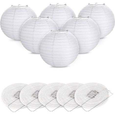 12pcs Lanterne en papier abat-jour Lampion en forme de boule blanche forme de balle(Blanc) (1/5)