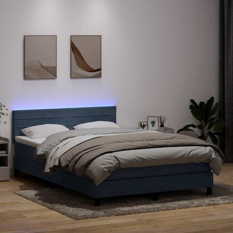 Cama box spring con colchón y LED terciopelo gris oscuro 160x210 cm (1/5)