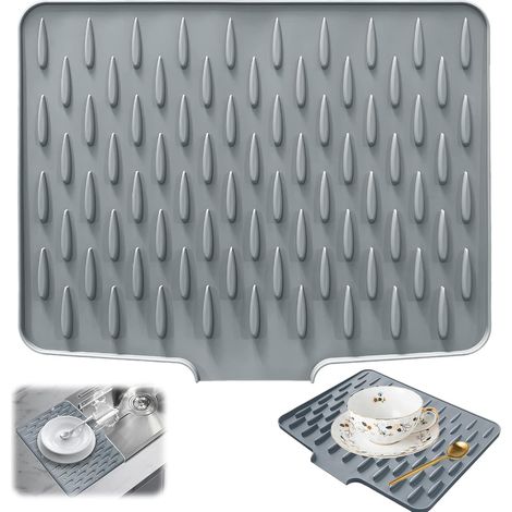 APEX Tapis d'égouttage en silicone 40 x 32,5 cm avec bec verseur, antidérapant, anti-fuite pour fruits, légumes et plats chauds. (1/5)