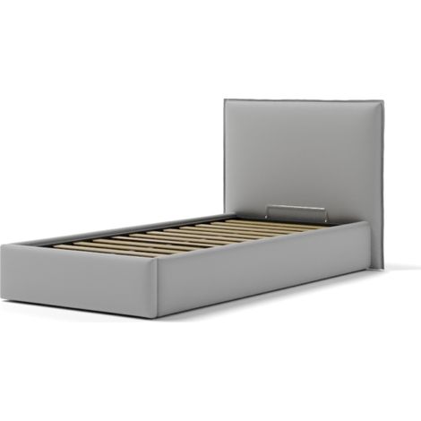 letto singolo contenitore "zoom" in ecopelle grigio 90x190 cm