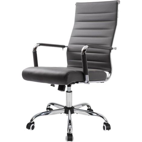 Bürostuhl Ergonomisch Wippfunktion 150 kg belastbar Armlehne grau (1/5)