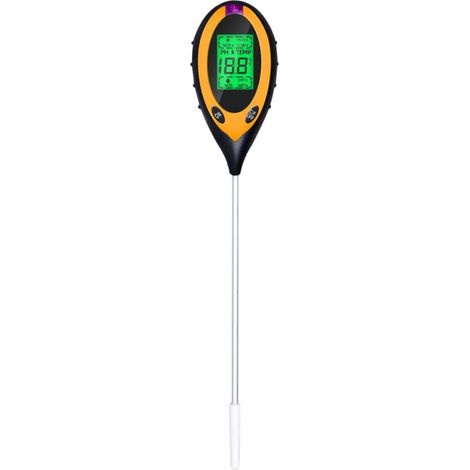 Ulisem 4 in 1 tester del pH del terreno, misuratore di umidità, luce, pH e temperatura, kit di attrezzi da giardinaggio, batteria inclusa, giallo (1/4)