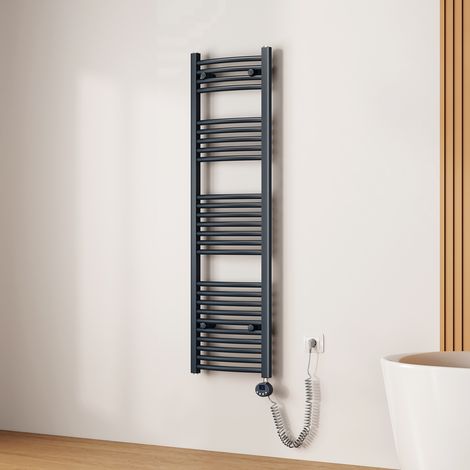 EMKE Sèche-serviette électrique, Radiateur Sèche-Serviettes avec WiFi Thermostat Anthracite 140x40cm 500W