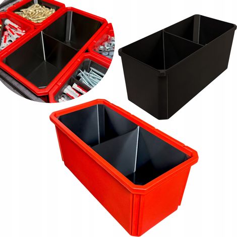 Cesta Milwaukee Packout de 88 mm de altura, 2 compartimentos, color negro. (1/3)