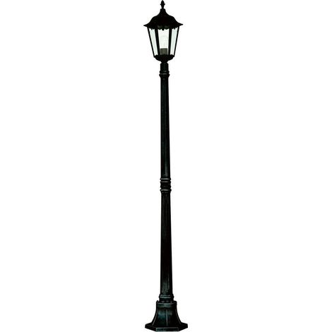 Searchlight Alex - Lampadaire extérieur à 1 ampoule noir avec diffuseur en verre transparent IP44, E27 (1/3)