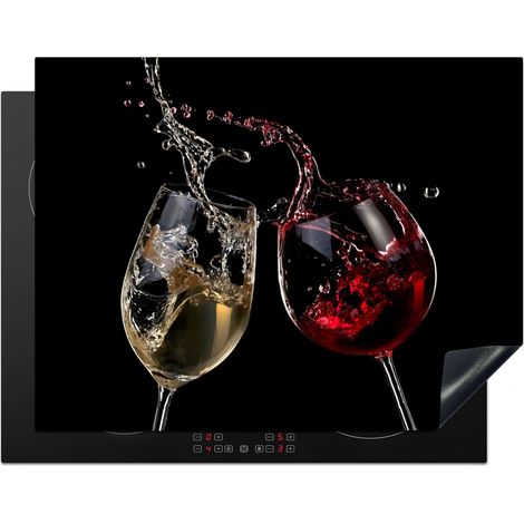 PROTECTION PLAQUE INDUCTION Vin rouge - Vin blanc - Verre - Noir Couvre Plaque De Cuisson 77x59 cm