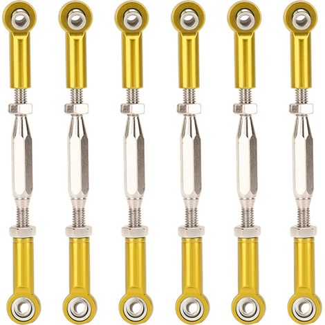 Lot de 6 biellettes de servo réglables en aluminium 81mm pour accessoires voiture RC, doré (1/5)