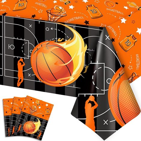 Basketball Tischdecke 3er Set, 137x274cm, Deko für Geburtstage & Partys