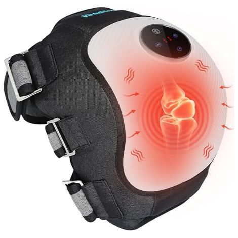 [JAMAIS UTILISÉ] Masseur de Genoux Chauffant Sans Fil, 3 Niveaux de Vibration et Pression d'Air, Chaleur 45-65°C, 5 Minuteries, EVA Souple, Soulagement Arthrite, Batterie 5000 mAh (1/5)