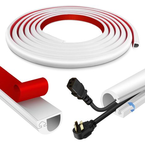Goulotte Passe Cable Mural Cache Cable TV Mural adhésive Cache Fil Electrique Flexible Passe Fil en Silicone goulotte Electrique (Blanc, 14mm×10mm×1m) (1/5)