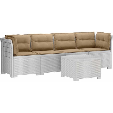 Maison Exclusive - 4-Sitzer Gartensofa mit Kissen Rattan Look PP (1/5)
