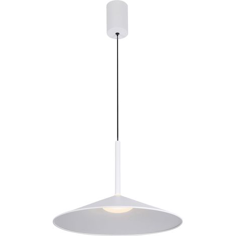 Suspension blanche minimaliste cône plat LED 9W Sardena