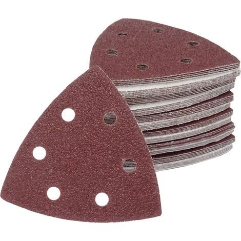 Lot de 50 feuilles abrasives pour ponceuse Delta (93 x 93 x 93 mm, grain 60, 6 trous). (1/4)