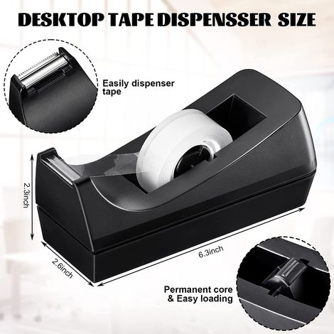 JSSEVN - 1 pc Desktop Tape Dispenser - Weighted Tape Roll Dispenser - for Home Office (Tape not included) (1/5)