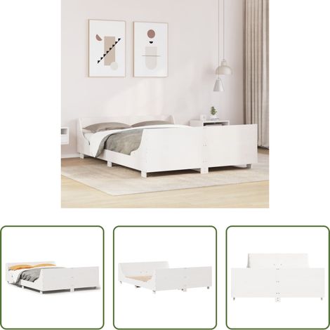 vidaXL Lit blanc -  Cadre de lit sans matelas blanc 120x200 cm bois de pin massif (1/5)