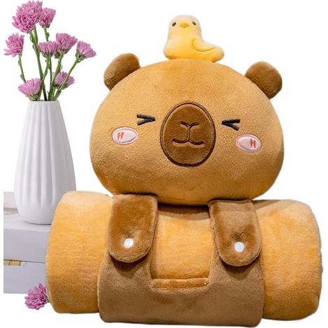 Nickerchenmatten für Vorschule, Capybara Decke,weiche tragbare Capybara -Form Kinder Nickerchenmatte - Mehrzweck-bequemes Bettwürfen, Reisekissen für Büros, Schule, Reisen (1/5)