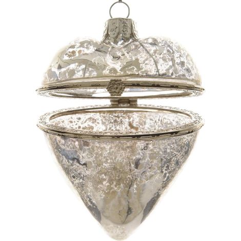 Decoris – Pendentif cadeau cœur qui s'ouvre – Transparent et argenté, verre et métal, 8 cm (1/4)