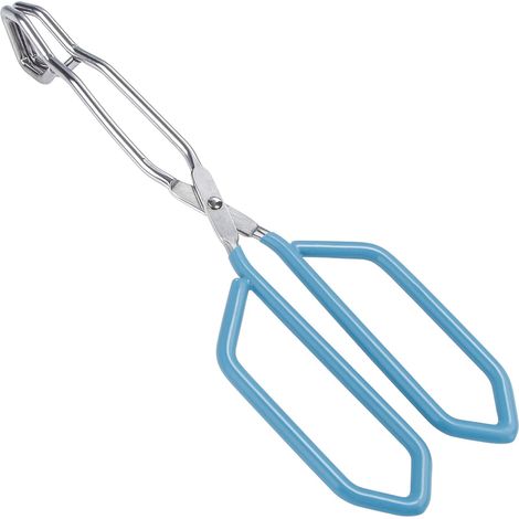 Pince-ciseaux en acier inoxydable, Pince Barbecue Longue, Pinces de Ciseaux de Barbecue, Pince Retourne Saucisse, Résistantes à la Chaleur, Pince de Cuisine, Bleu 28 cm (1/5)