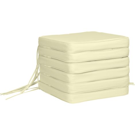 Outsunny Set of 6 Pcs Chair Cushion, 42Lx42Wx5T cm-Cream White