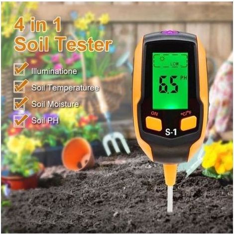 DBBEGK PH-Mètre du Sol, Testeur De PH du Sol 4 en 1 Numérique, Testeur D\\'humidité du Sol-lumière-pH-température (1/4)