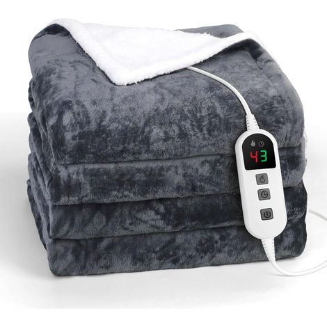 Couverture Chauffante Électrique 160x110cm - 10 Niveaux - Flanelle Douce - Minuterie 1-9h - Arrêt Auto - Salon Bureau
