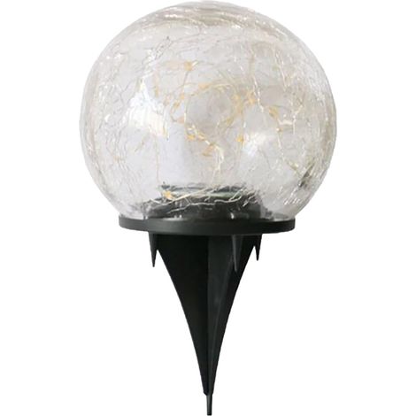 Lampadaire Solaire - Boule En Verre Fissuré - Éclairage Extérieur Étanche Pour Jardin Allée Patio Pelouse - 1 Pièce (1/5)