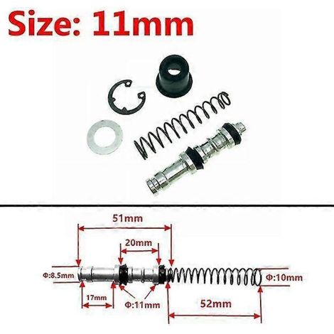 Kit de réparation de piston de maître-cylindre pour pompe d'embrayage et de frein de moto (11 mm, 12,7 mm, 14 mm, 16 mm) - Accessoires de réparation inclus (1 jeu - 11 mm)