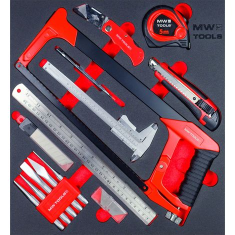 Set d'outils de coupe et de mesure 32 pièces module en mousse pour servante d'atelier MW Tools MWPS32