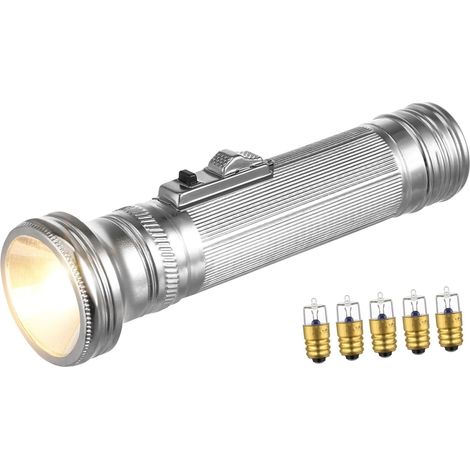 Petite Lampe de Poche Métallique à L'ancienne, Légère et Multifonction, en Fer Argenté, pour Aventures et Activités en Plein Air, Lot de 5 Pièces Ampoules