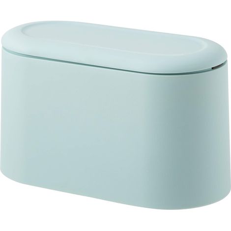 Poubelle De Bureau Simple Mini Poubelle De Bureau Peut Presser Bullet Cover Poubelle Double Couche Ménage Chambre Poubelle De Bureau 22 11 13cm Bleu Clair 1 Pièce (1/5)