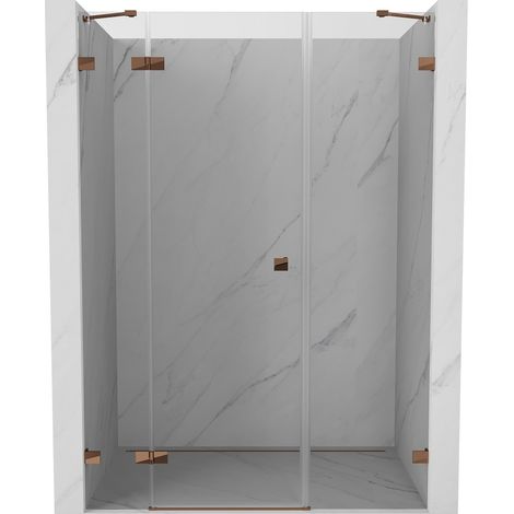 Mexen Lunar porte de douche battante gauche 120 cm, transparent, or rose - 834S-120-050-60-00-L (1/5)