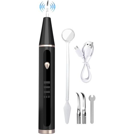 Outil de détartrage - Détartreur pour chien - Détartreur ultrasonique et outil de soins dentaires pour chiens (noir) (1/5)