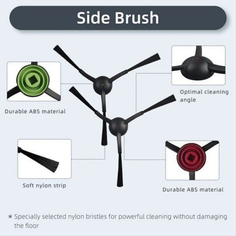 Brosse Latérale - Pour Robot Aspirateur Honiture G20 Pro Tikom G8000 Pro Laresar Evol 3 3S - Pièces de Rechange - Lot de 2 (1/5)