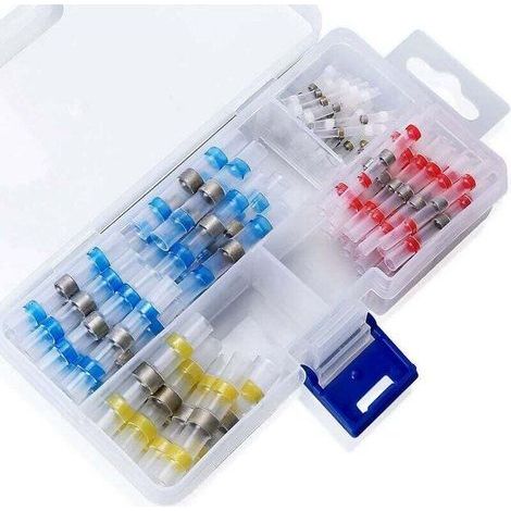 Connecteur de fil à souder, joint thermorétractable, connecteurs électriques isolés, étanche, marine, automobile, cuivre (35 rouge, 30 bleu, 25 blanc,Gaine thermorétractable (1/4)