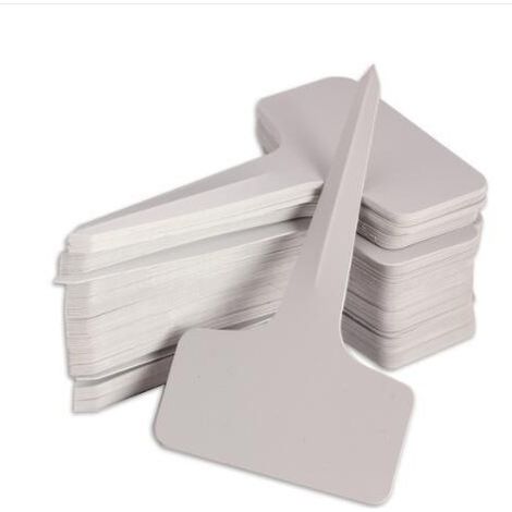 100 Stück 6 x 10 cm große T-förmige Pflanzenetiketten aus Kunststoff für Baumschulen und Gärten (1/5)