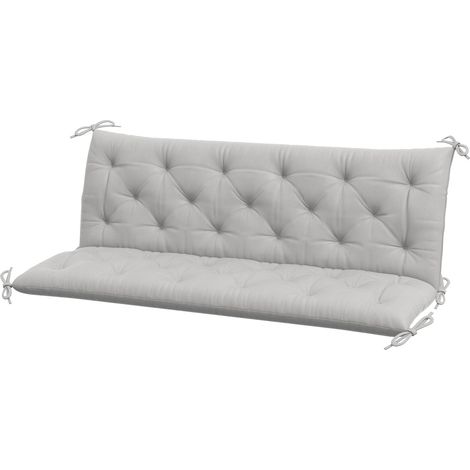 3 Sitzer Bankauflage 150x98x8 cm Bankkissen mit Bändern, Sitzkissen, Outdoor/Indoor Stuhlkissen, Sitzauflage, Sitzpolster, Bankpolster für Gartenmöbel, Sitzbank Hollywoodschaukel, Hellgrau Aosom