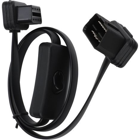 Connecteur d'adaptateur de cordon plat diagnostique de mâle noir à 16 broches Femelle Femelle 8 Câble d'extension OBD2 CORE avec commutateur (1/5)