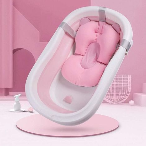 Coussin de bain antidérapant pour bébé, oreiller pliable ergonomique pour nouveau-né, sécurité et confort dans la baignoire