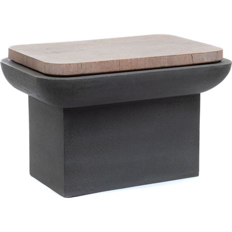 Amadeus - Bout de canapé rectangulaire en ciment et bois L65 cm Bruno (1/2)