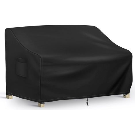 Housse imperméable pour canapé de terrasse, Housse pour canapé d'extérieur 2 places, Housse pour mobilier de jardin avec aération et poignées — 79 po (L) x 37 po (P) x 35 po (H) — Noir (1/3)