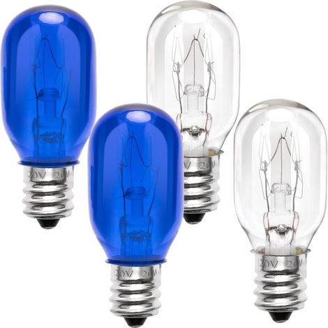 Ampoule remplacement 120V E12 pour culot T20 – Lot 4 (2 transparentes + 2 bleues) – Éclairage domestique (1/5)