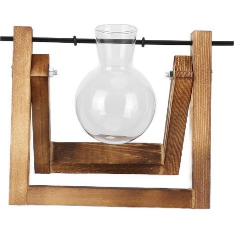 Plante Terrarium avec support en bois Vase en verre Jardinière en verre de bureau pour la décoration de bureau à domicile (cadre en bois 1 bouteille) (1/5)
