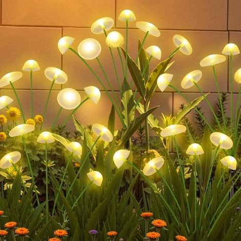 Lot de 4 guirlandes lumineuses solaires de jardin (32 LED), étanches, pour une utilisation extérieure. Guirlandes lumineuses en forme de champignon pour carillons éoliens, lucioles, motifs féeriques, (1/5)