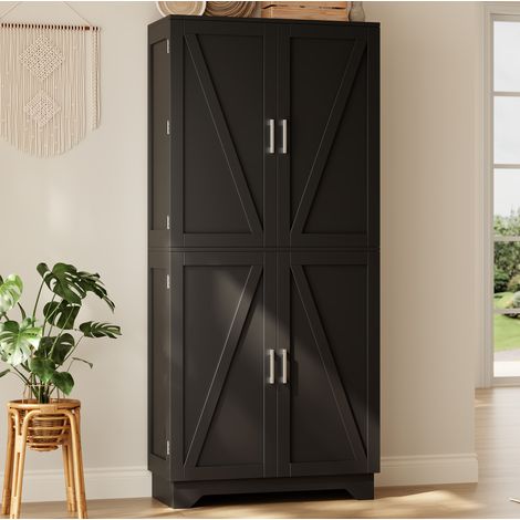 Hohes Aufbewahrungsmöbel 80 x 40 x 180 cm mit Scheunentüren, Weinregal OKMYHOME (1/5)