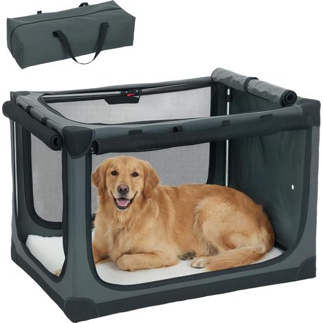 Cage de transport pliable pour chien, avec coussin amovible et lavable, revêtement en tissu Oxford, pour chiens jusqu'à 30 kg, vert armée